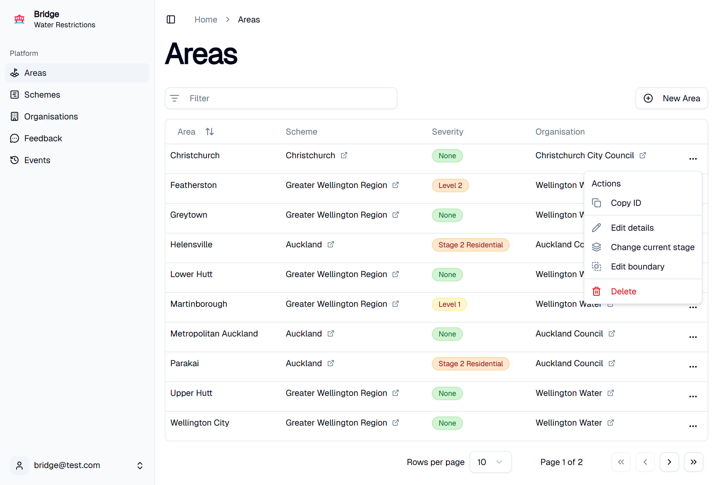 Bridge areas screenshot