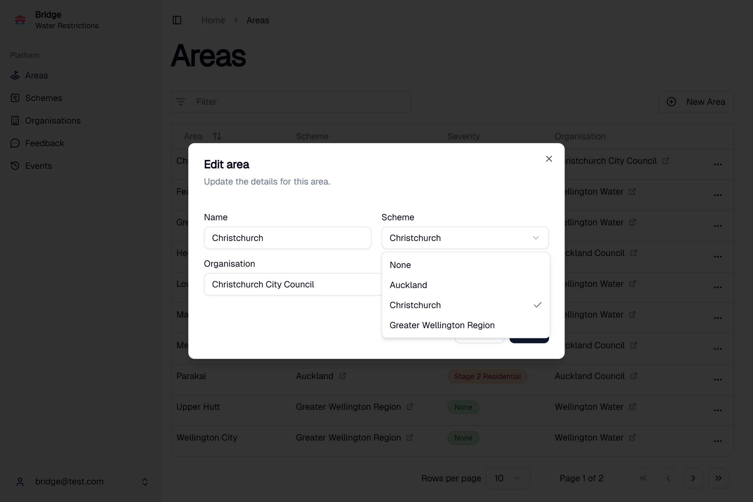 Bridge edit area screenshot