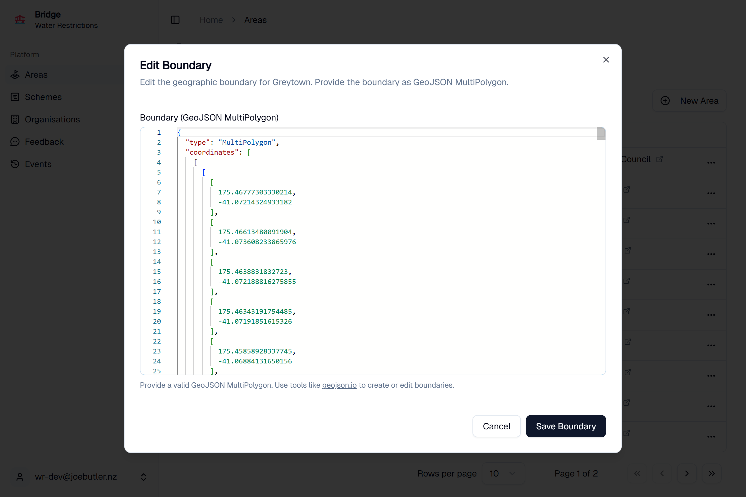 Bridge edit boundary screenshot