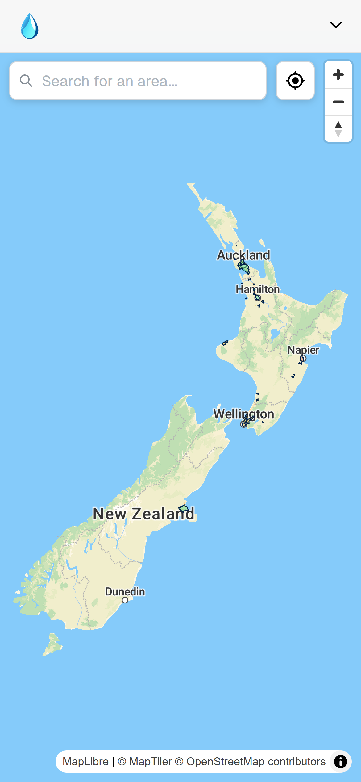 Water Restrictions Website map view on mobile